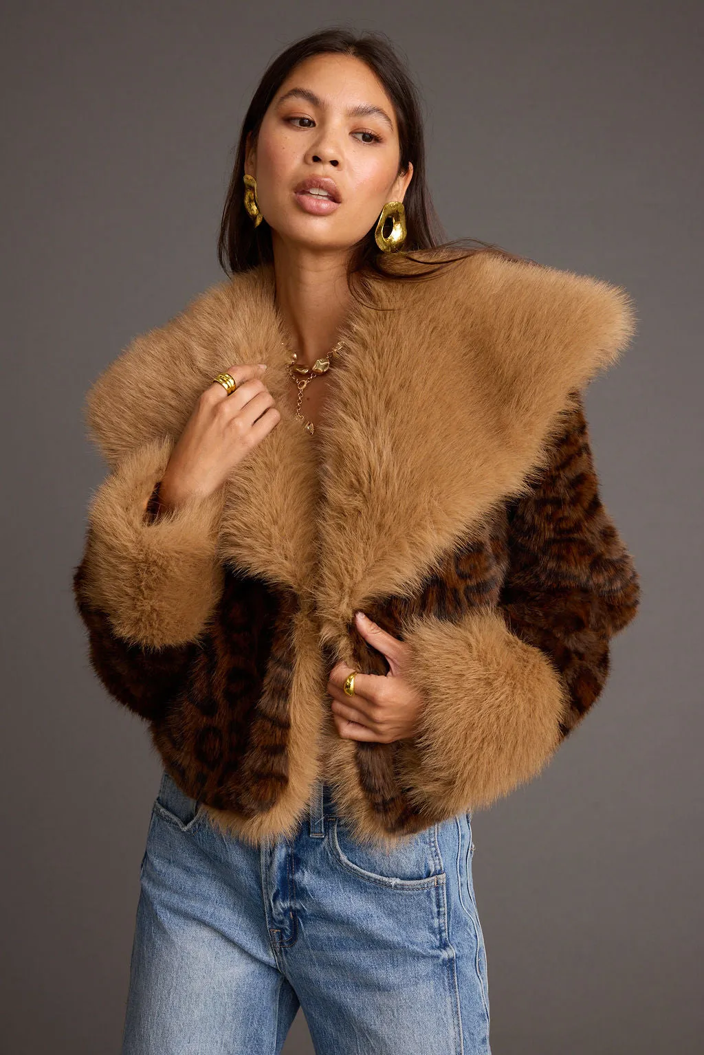 Wild Heart Leopard Faux Fur Cropped Jacket sold by 12th Tribe