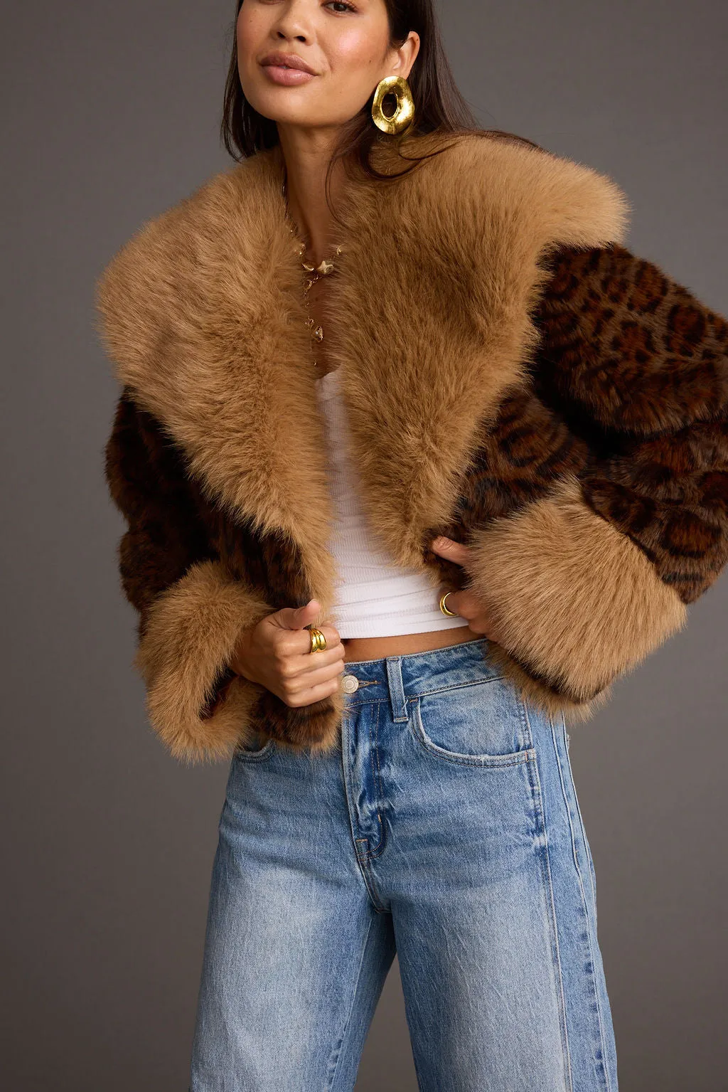 Wild Heart Leopard Faux Fur Cropped Jacket sold by 12th Tribe product image thumbnail 5