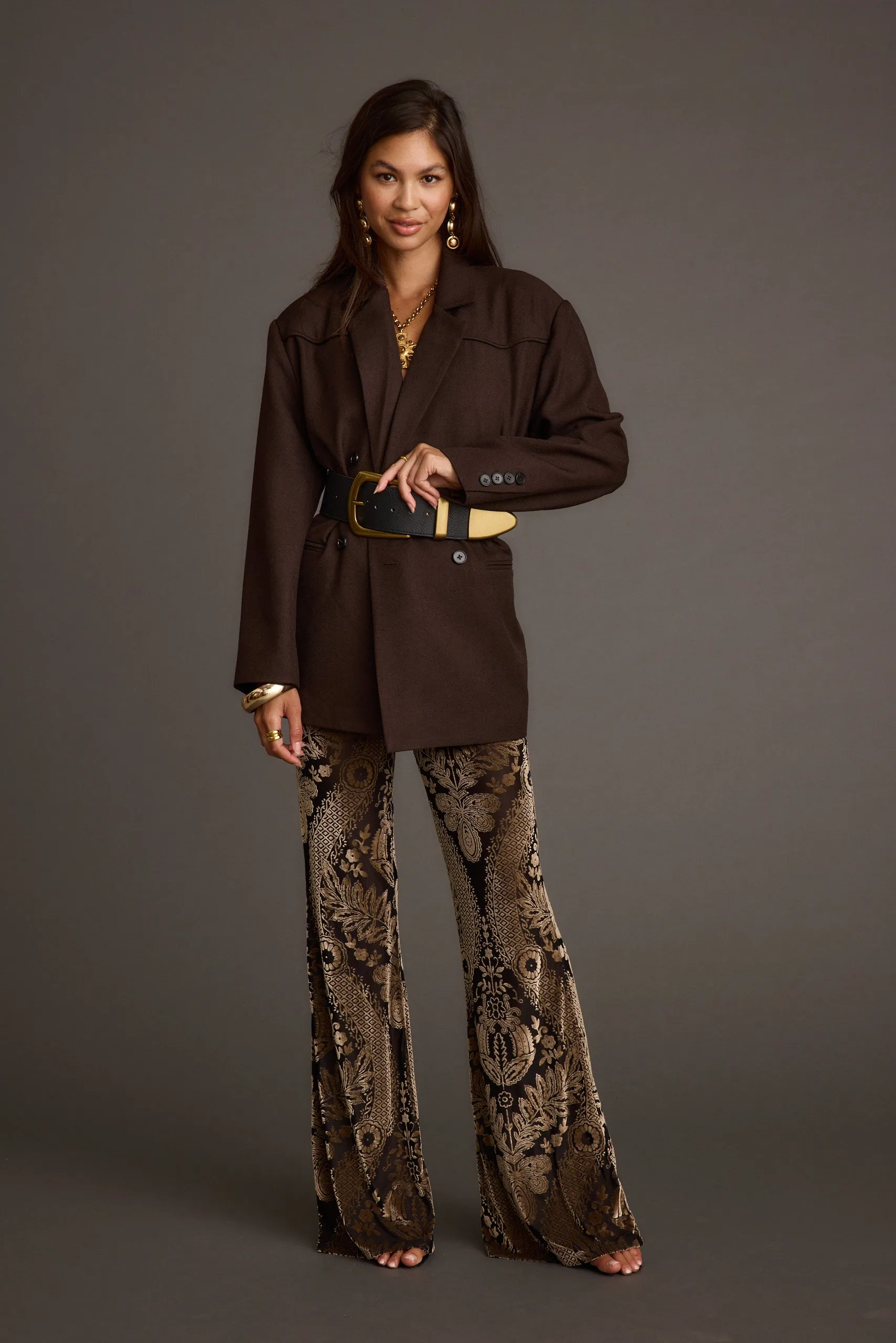 Silver Springs Burnout Velvet Flare Pants sold by 12th Tribe