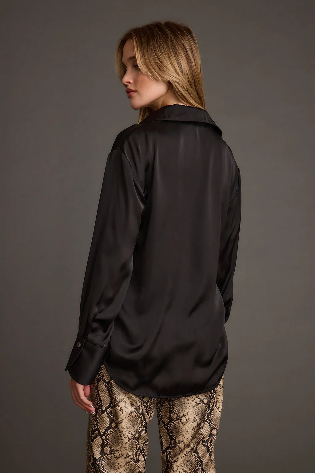 Cash Black Satin Button Down Top sold by 12th Tribe product image thumbnail 3