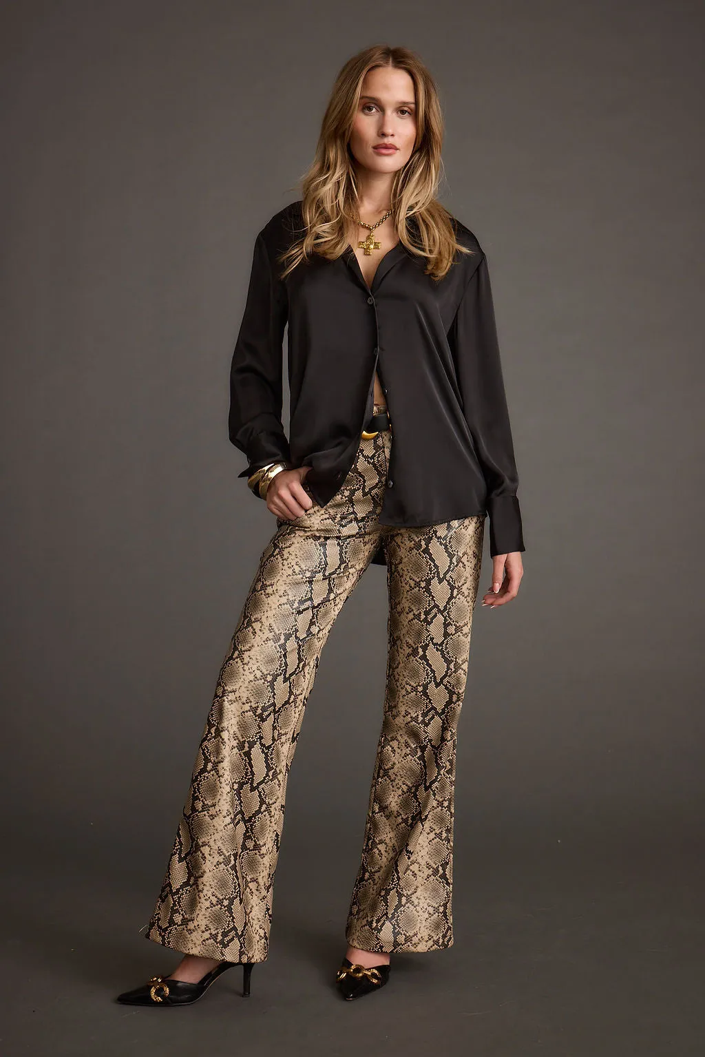 Cash Black Satin Button Down Top sold by 12th Tribe product image thumbnail 4