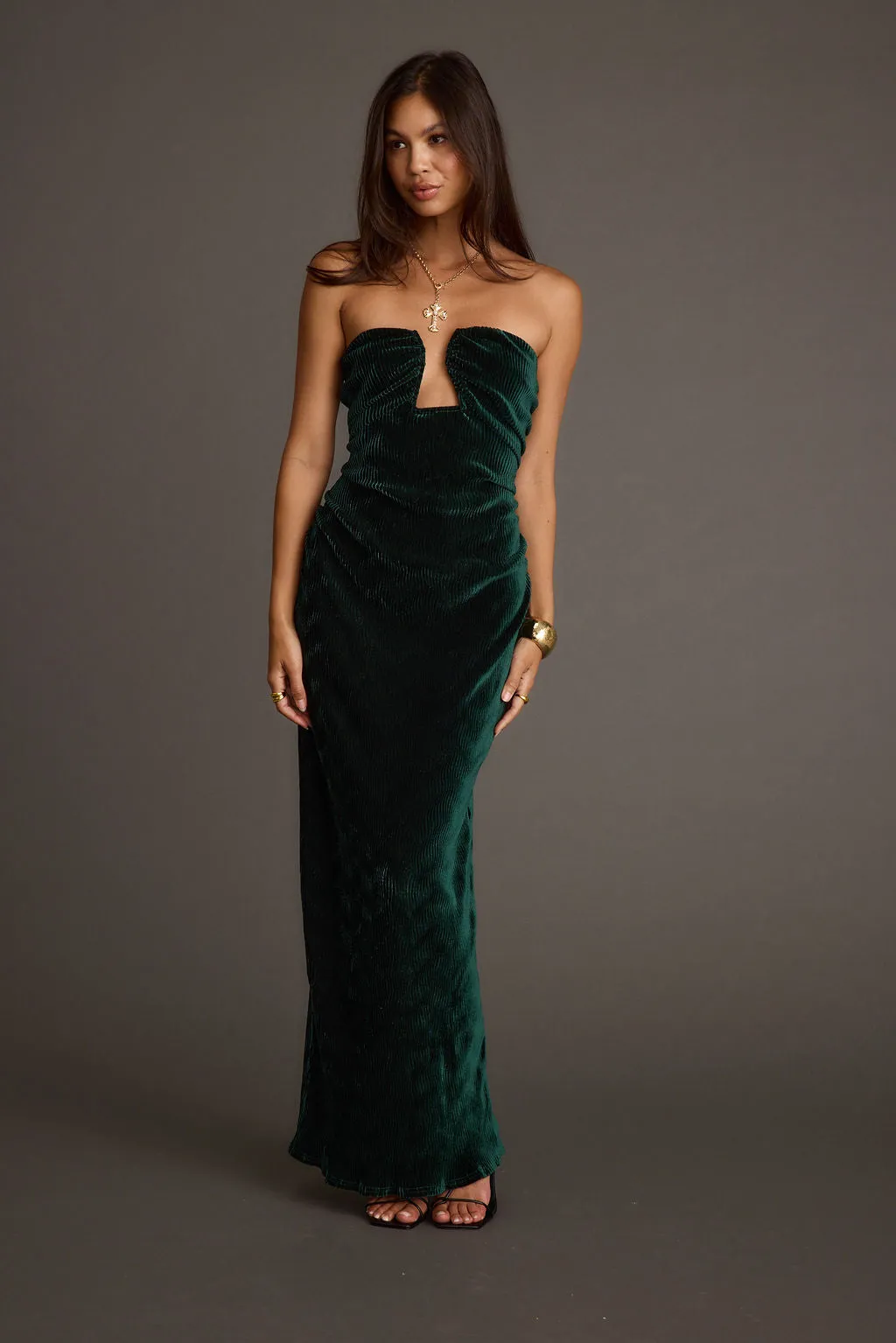 Jones Emerald Velvet Maxi Dress sold by 12th Tribe product image thumbnail 4