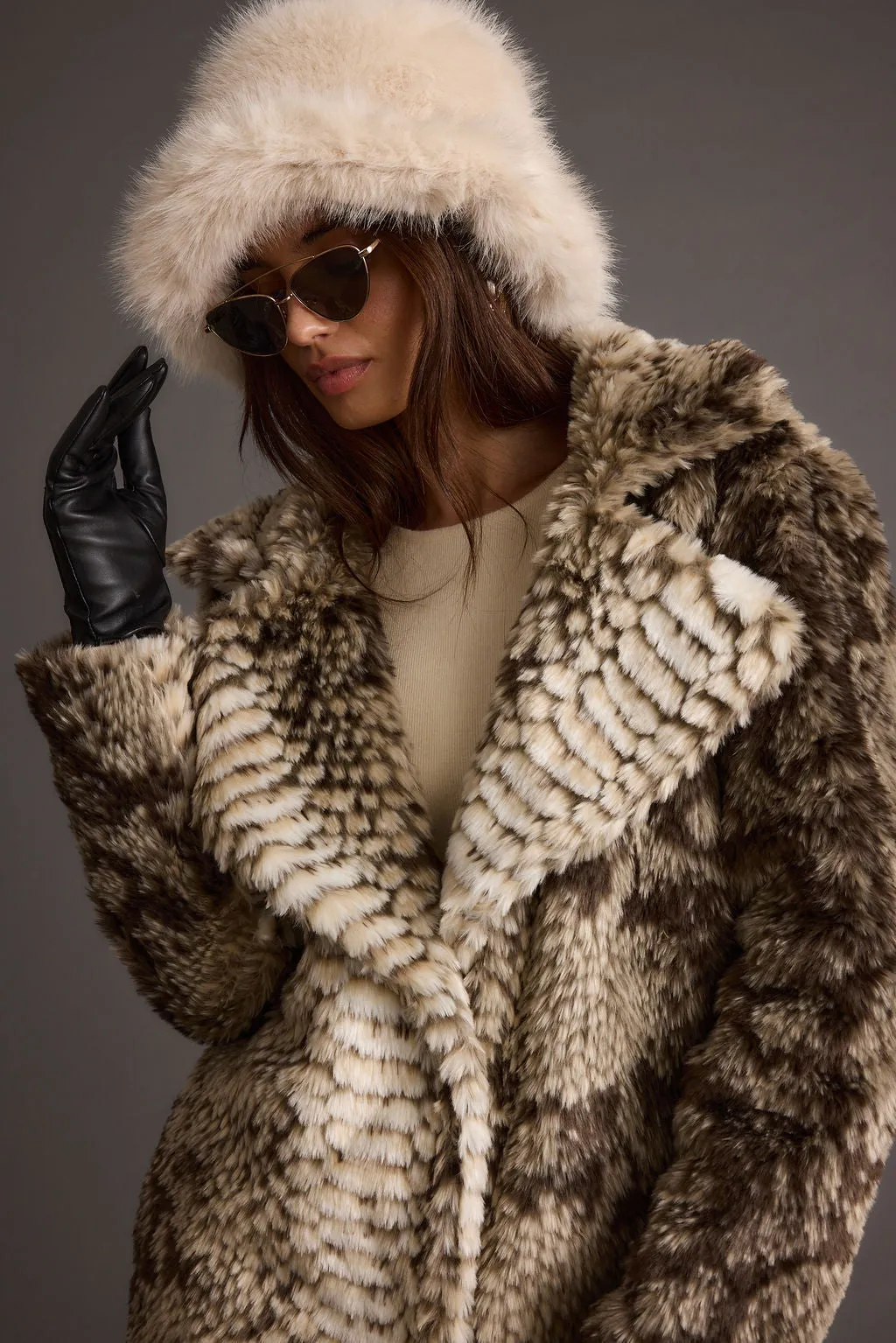 Bucket Down Cream Faux Fur Hat sold by 12th Tribe