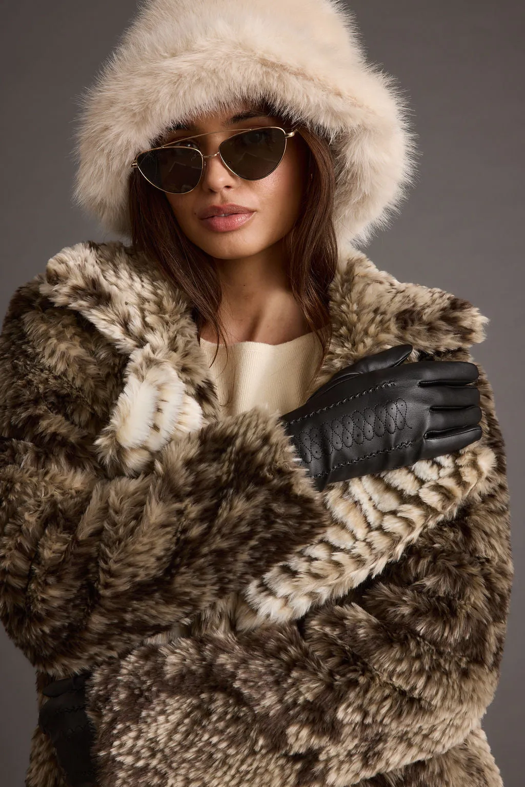 Bucket Down Cream Faux Fur Hat sold by 12th Tribe product image thumbnail 2