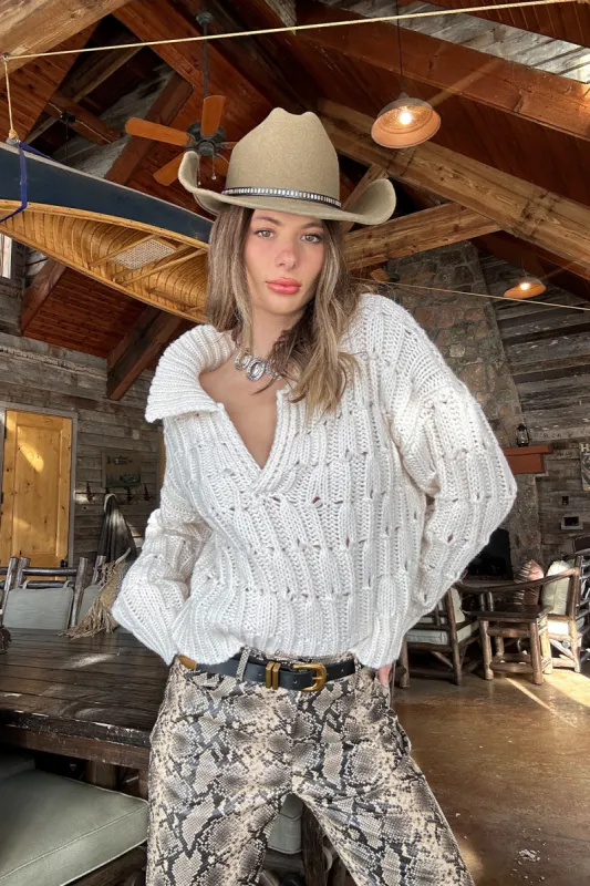 Riverstone Cream Cableknit Sweater made by 12th Tribe