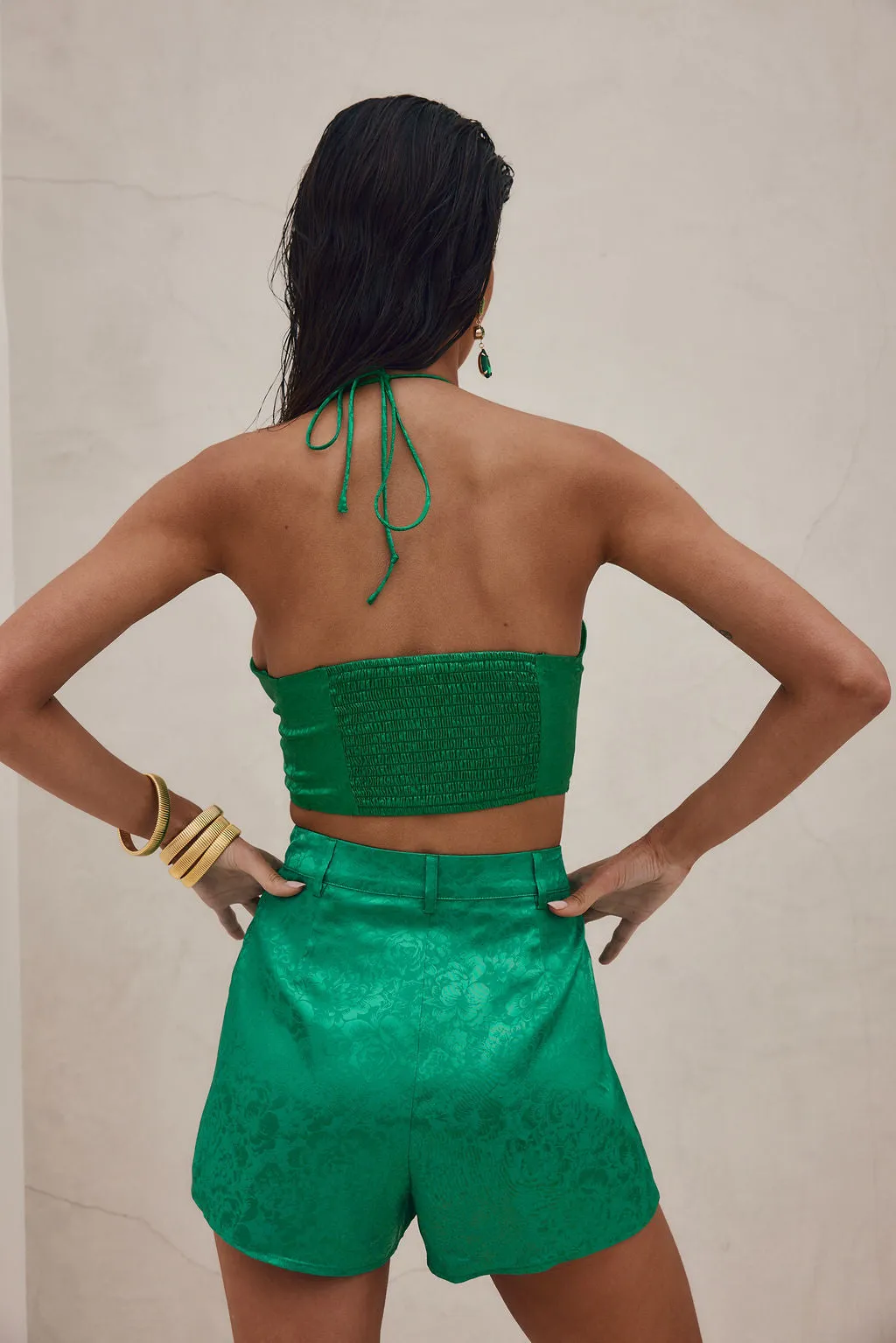 St. Barths Emerald Jacquard Crop Top sold by 12th Tribe product image thumbnail 2