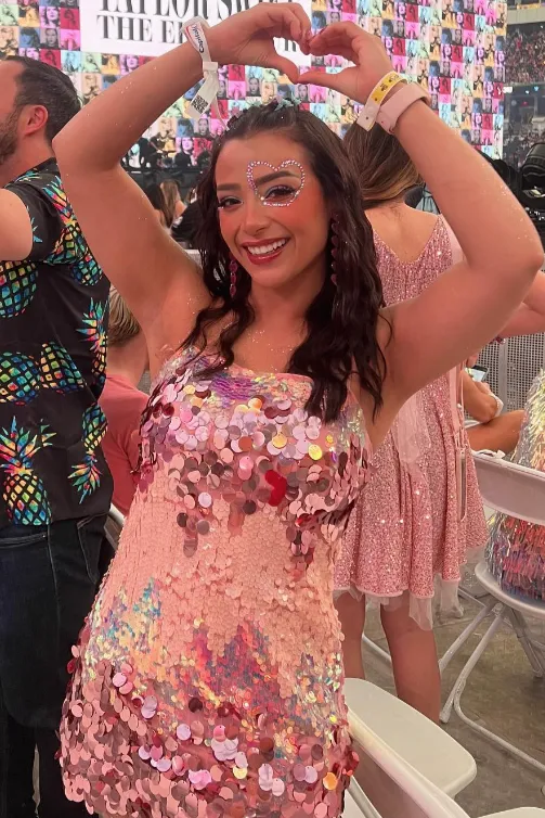 Emmy Pink Disco Sequin Mini Dress sold by 12th Tribe product image thumbnail 2