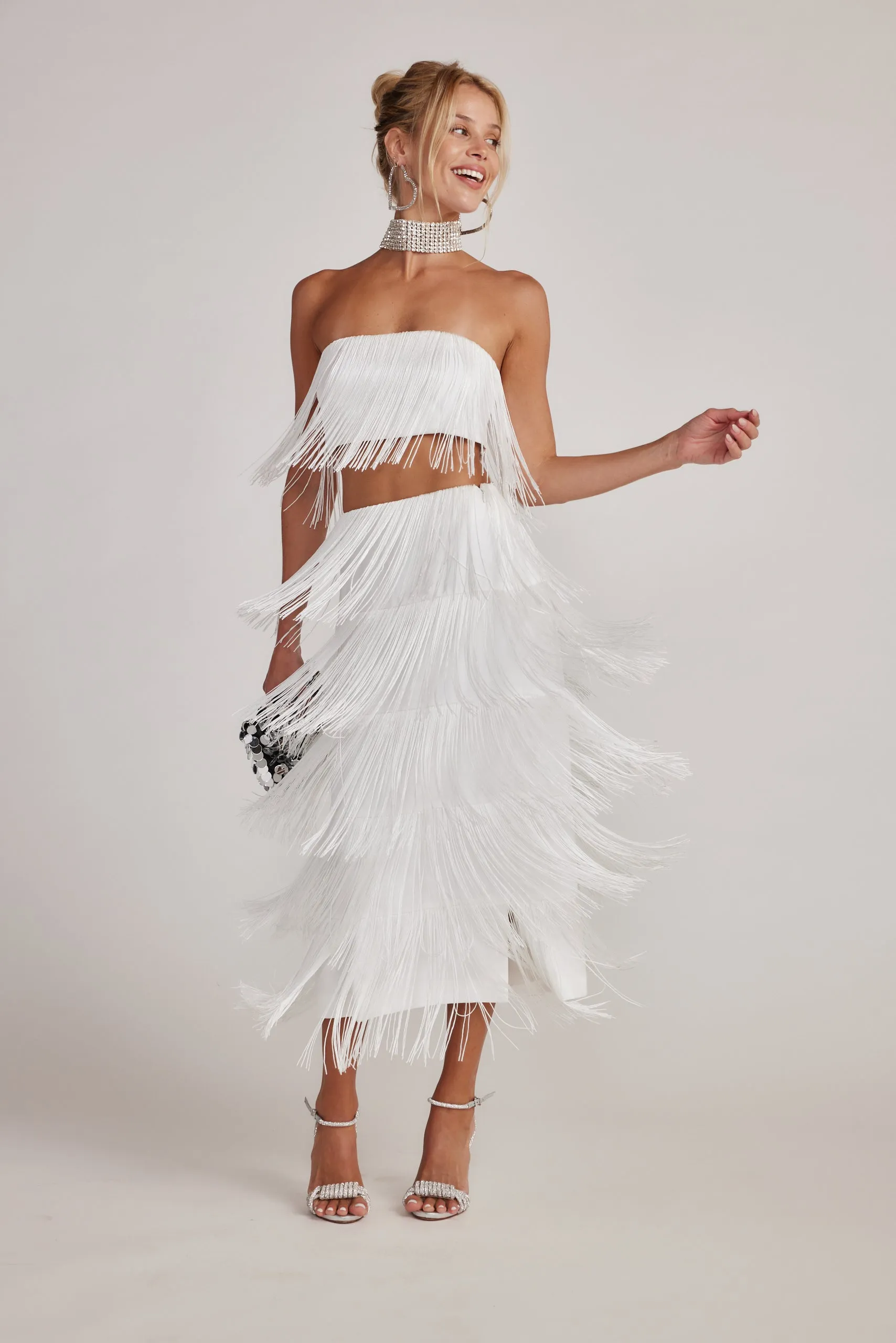 Gatsby White Fringe Strapless Top sold by 12th Tribe product image thumbnail 2