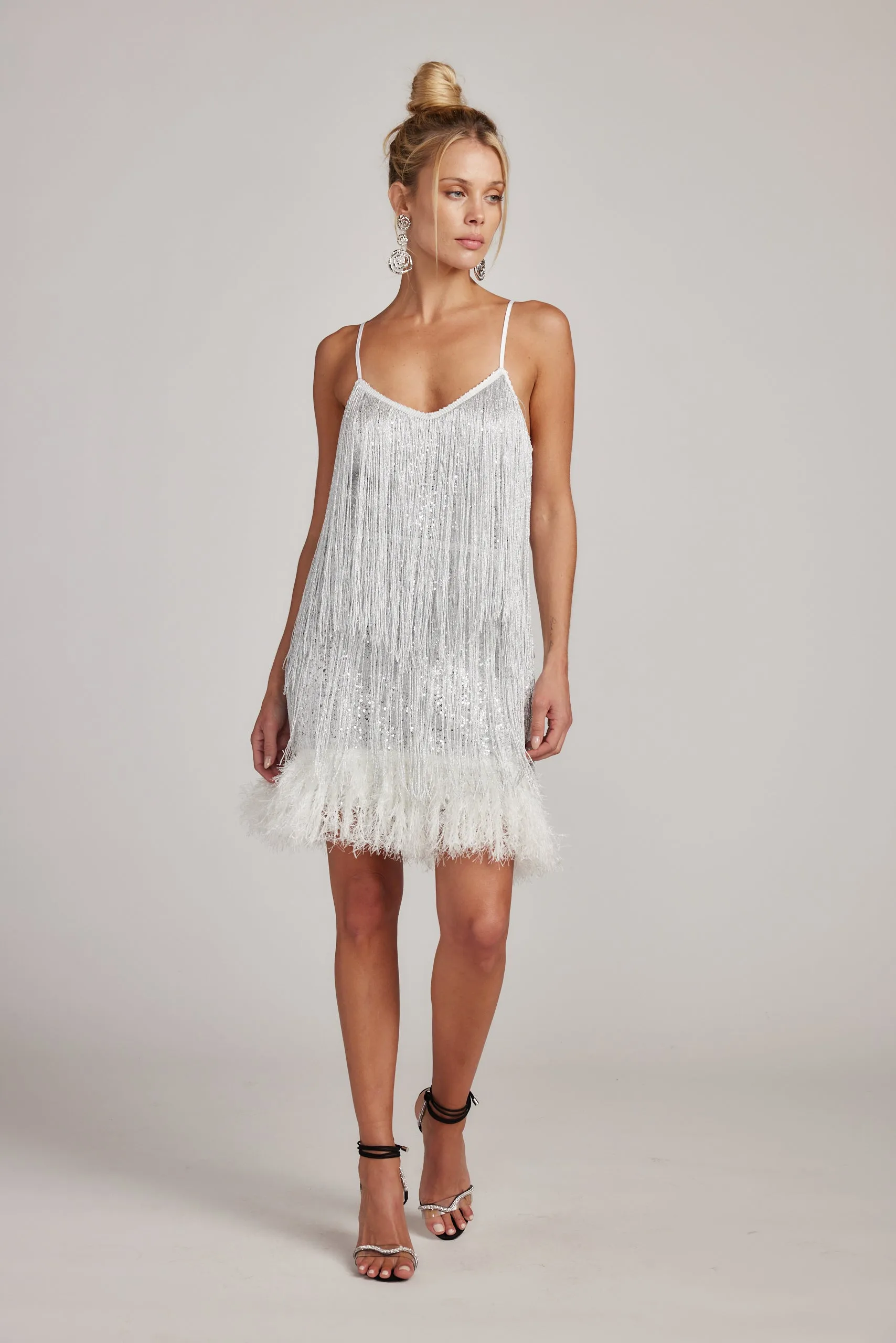 Disco Fever Silver Fringe Mini Dress sold by 12th Tribe product image thumbnail 5
