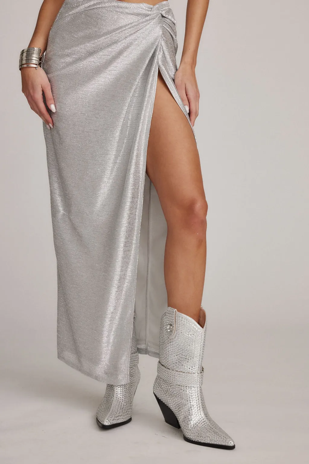 Azalea Wang Federica Silver Rhinestone Western Bootie sold by 12th Tribe product image thumbnail 2