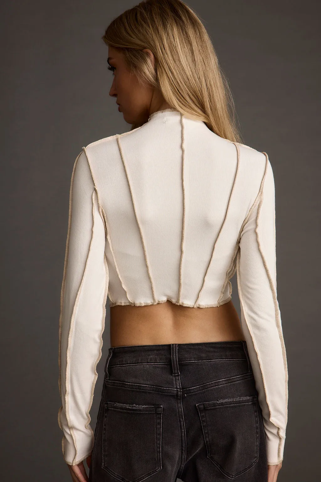 Avalon White Ribbed Long Sleeve Top sold by 12th Tribe product image thumbnail 5