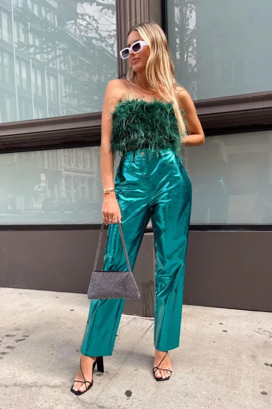 Aimmia Metallic Blue Straight Leg Pants sold by 12th Tribe