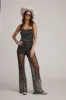 Shania Black Mesh Rhinestone Jumpsuit sold by 12th Tribe