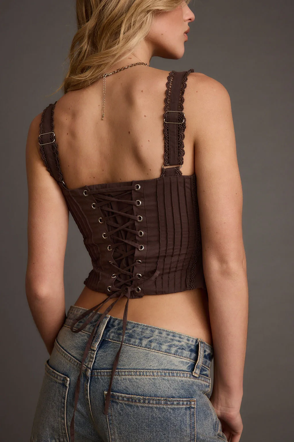 Blakely Brown Corset Top sold by 12th Tribe product image thumbnail 2
