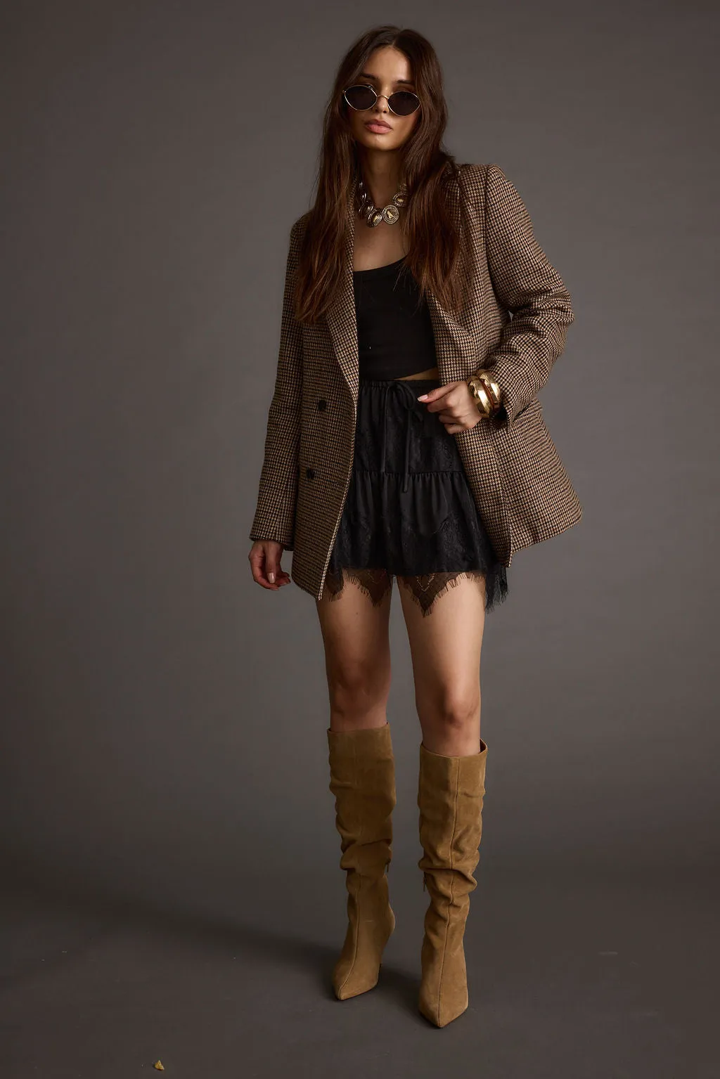 Bexley Black Lace Trim Mini Skirt sold by 12th Tribe product image thumbnail 3