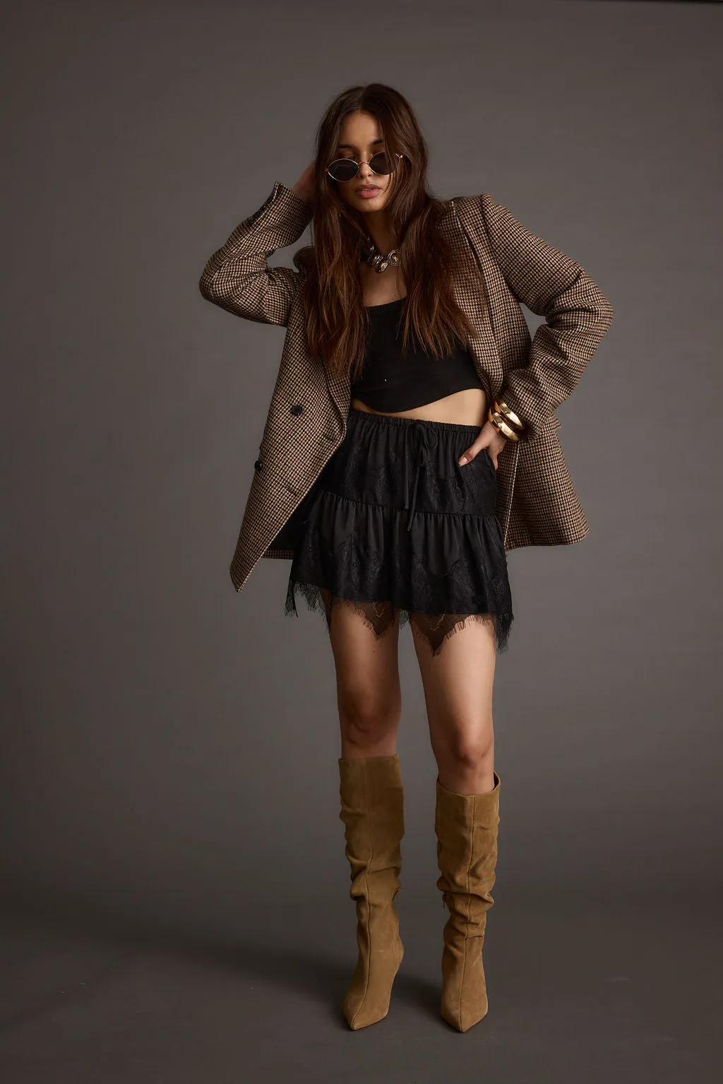 Bexley Black Lace Trim Mini Skirt sold by 12th Tribe