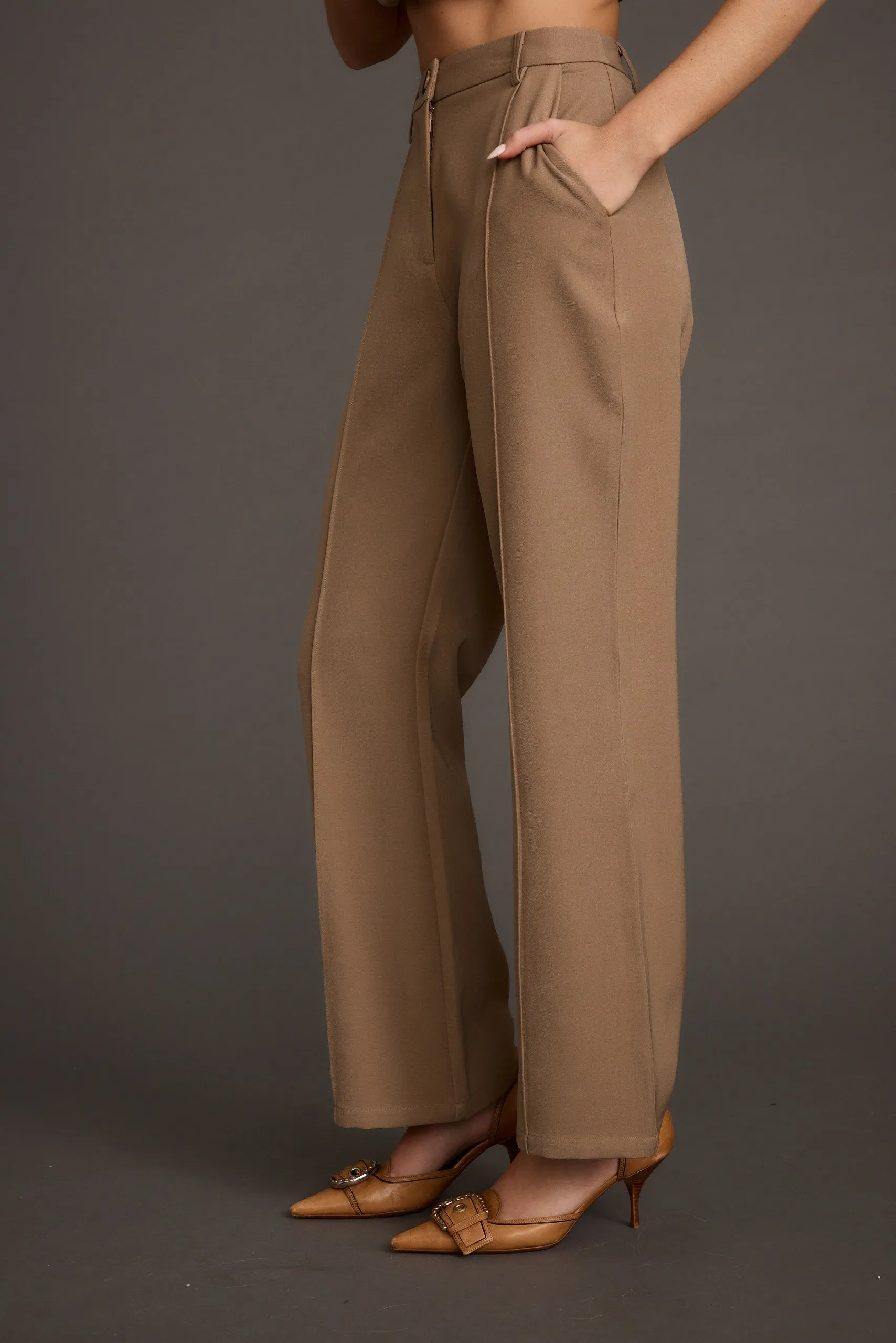 Virginia Taupe Seamed Slim Leg Trousers sold by 12th Tribe product image thumbnail 4
