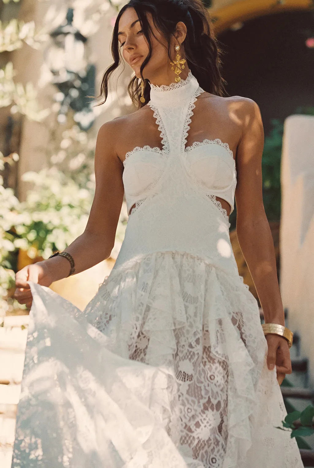 Princesa White Lace Drop Waist Maxi Dress sold by 12th Tribe product image thumbnail 5