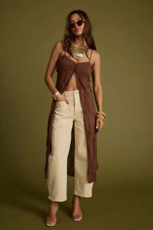 Mischa Brown Longline Cami Top sold by 12th Tribe