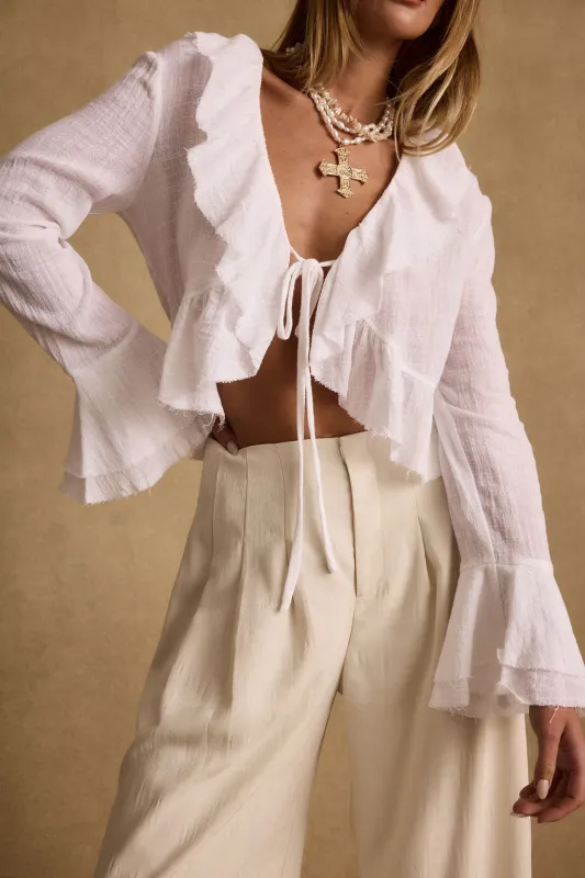 Guilliana White Ruffle Blouse sold by 12th Tribe