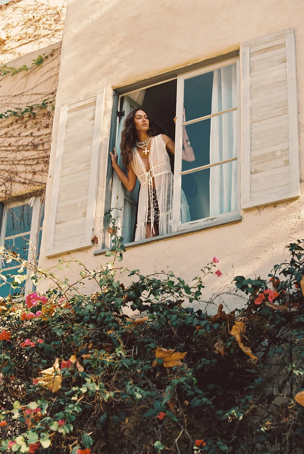 Tahliya Chiffon Cream Longline Top sold by 12th Tribe product image thumbnail 4