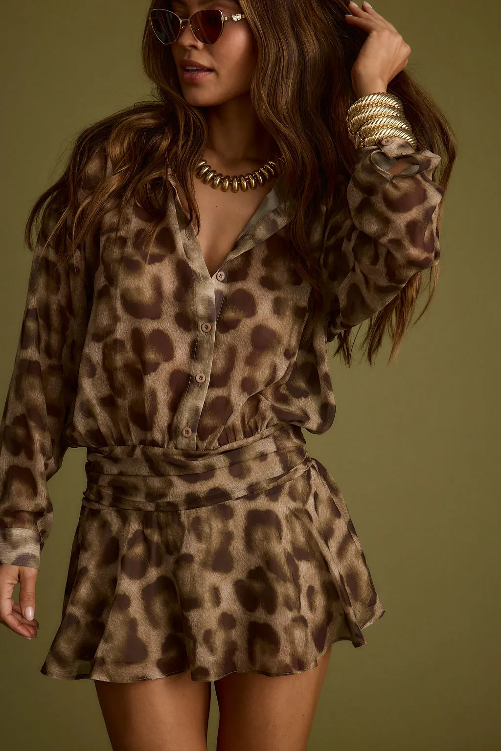 Lennox Leopard Drop Waist Micro Mini Dress sold by 12th Tribe product image thumbnail 3