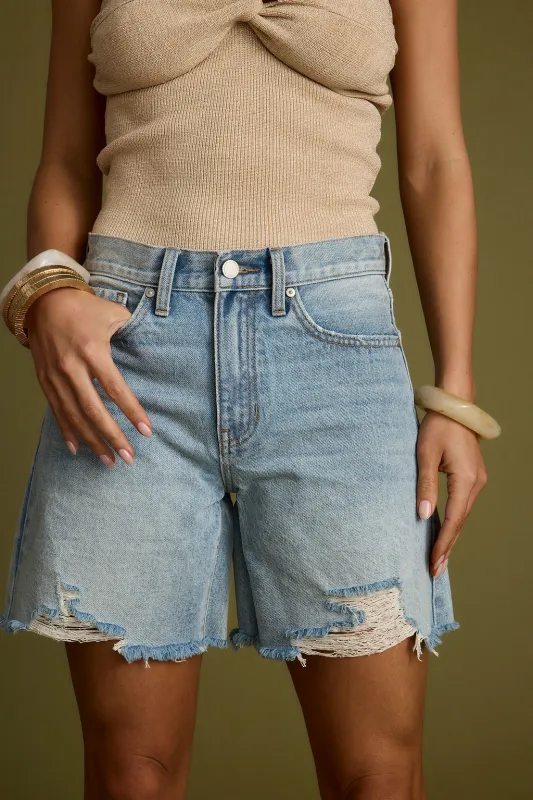 Nita Distressed Denim Shorts made by JBD