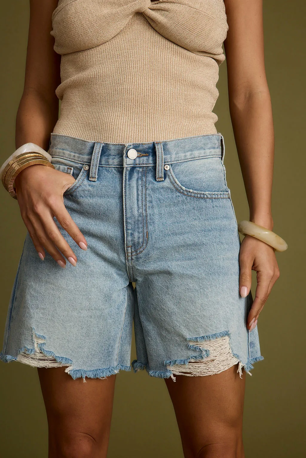 Nita Distressed Denim Shorts sold by 12th Tribe