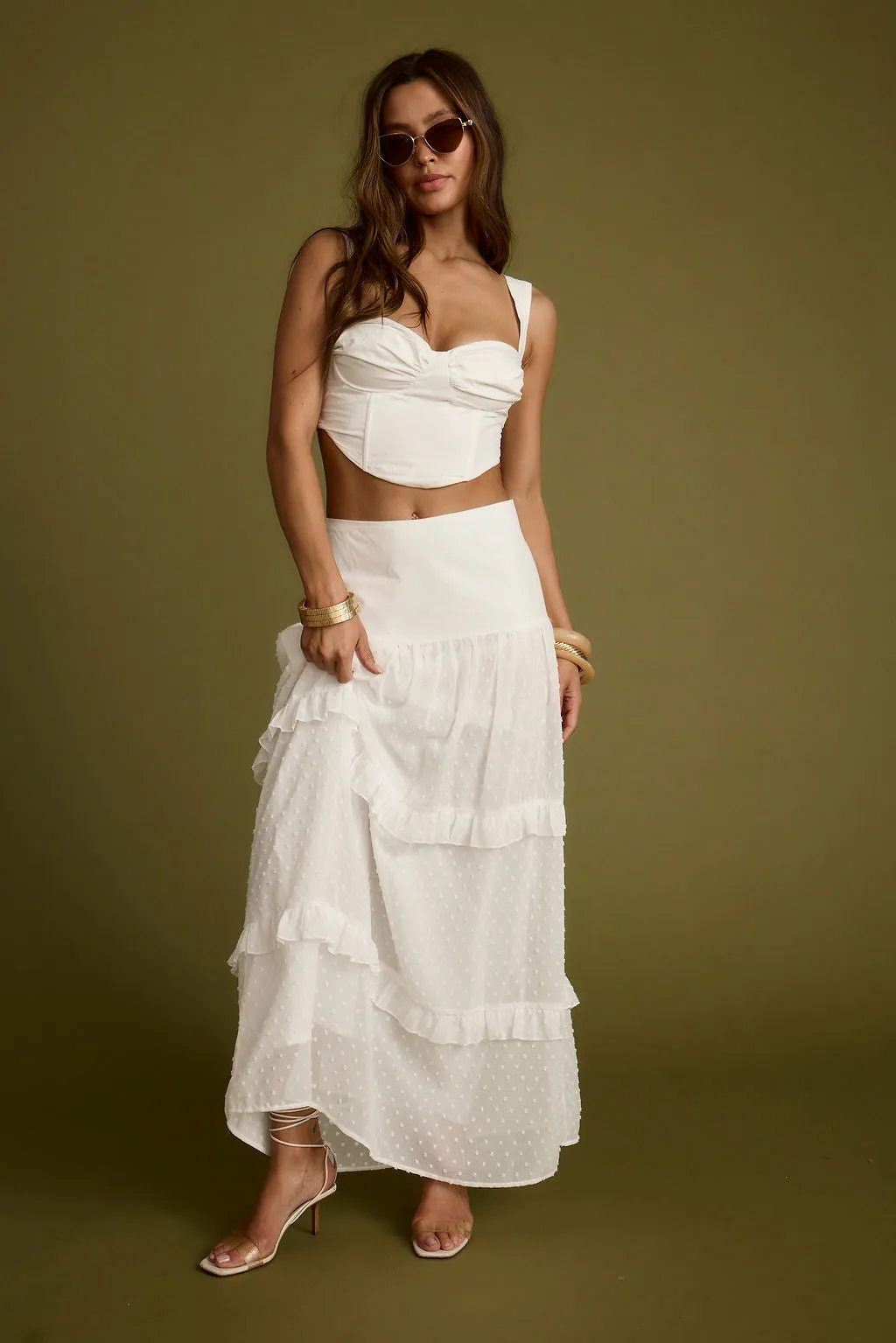 Liana White Low Rise Maxi Skirt sold by 12th Tribe product image thumbnail 4
