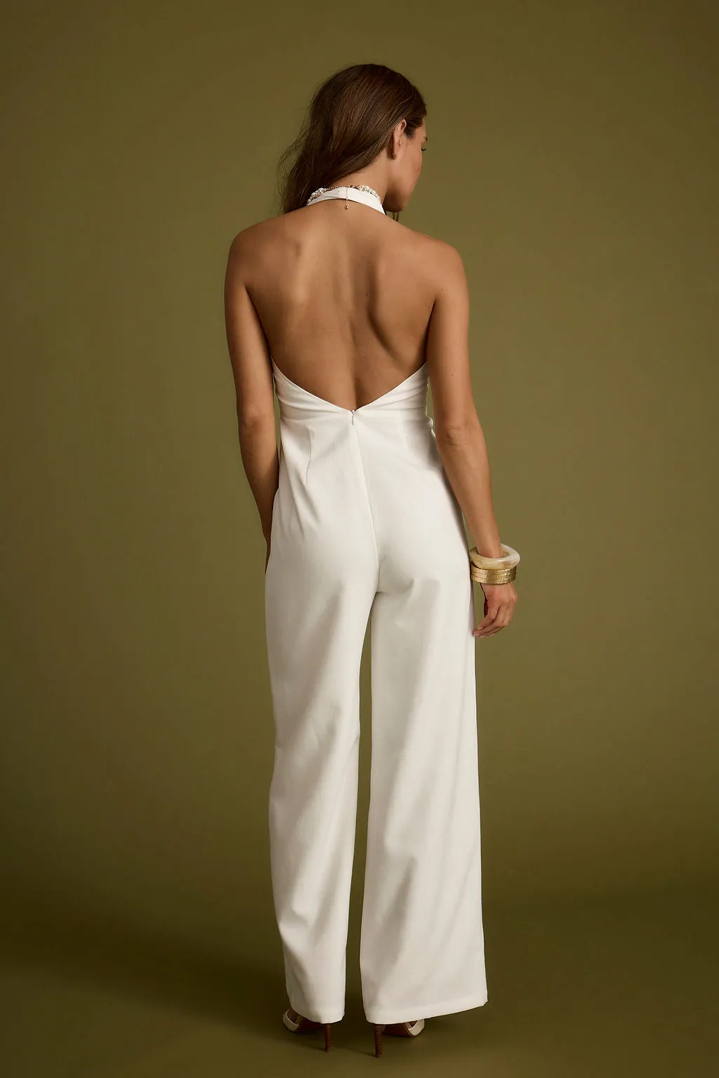 Astoria White Plunge Halter Tailored Jumpsuit sold by 12th Tribe product image thumbnail 2
