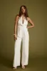 Astoria White Plunge Halter Tailored Jumpsuit sold by 12th Tribe