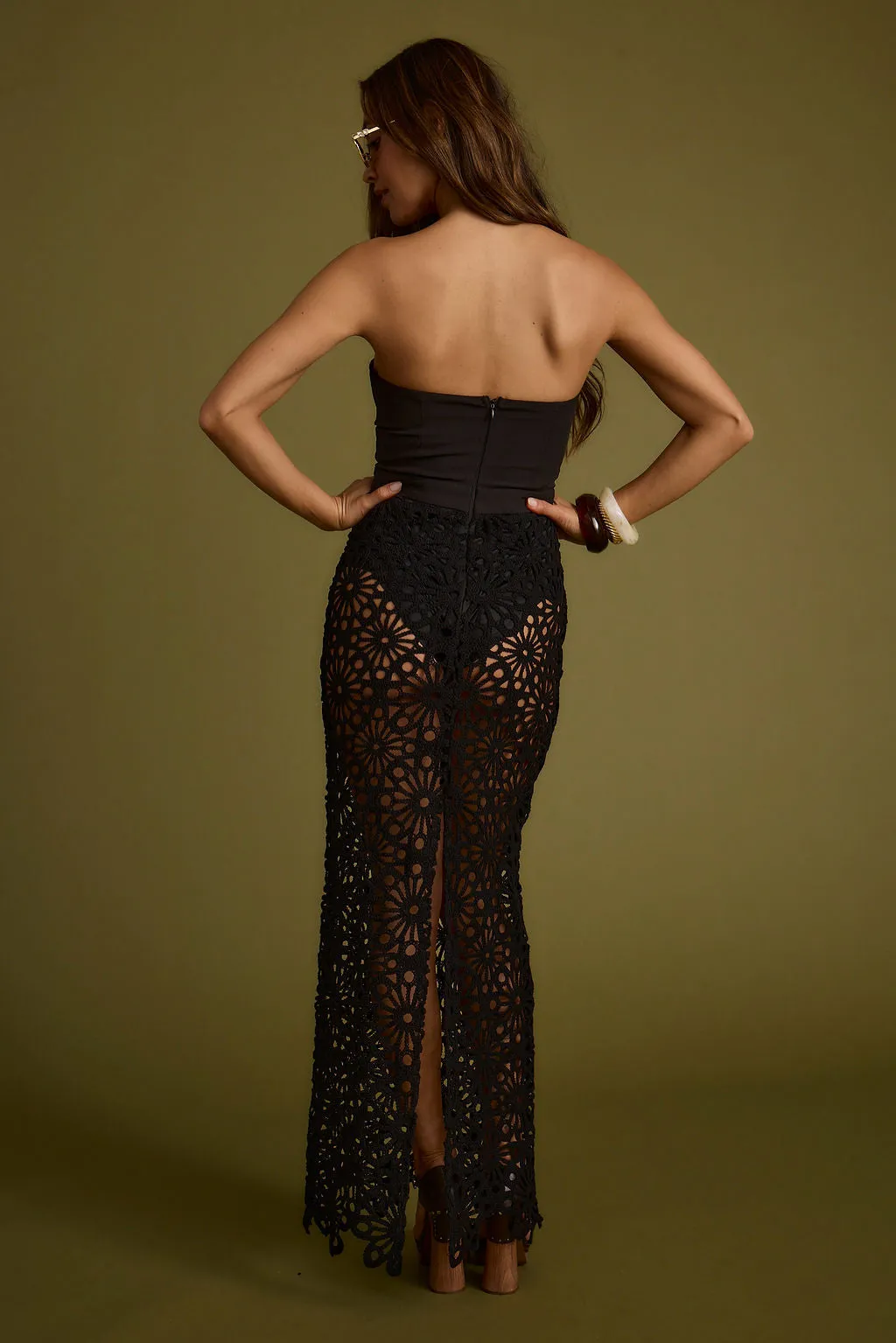 Tropez Black Crochet Strapless Dress sold by 12th Tribe product image thumbnail 2