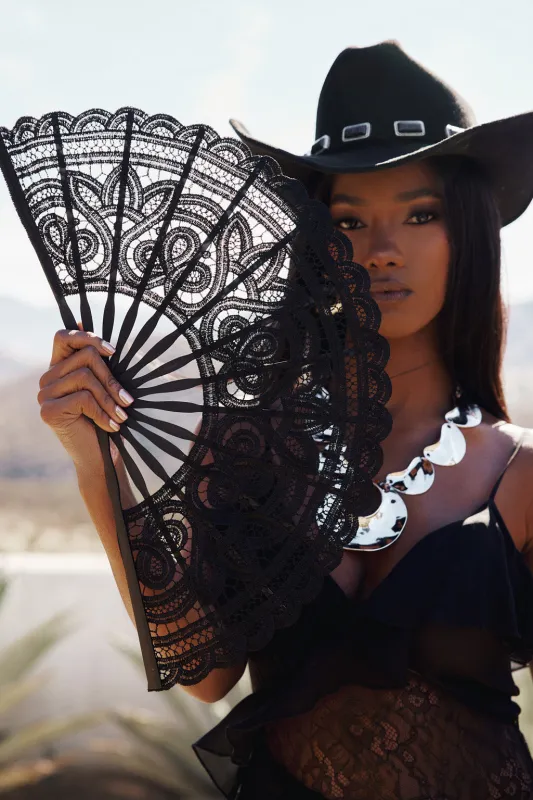 Unveiled Black Lace Fan sold by 12th Tribe