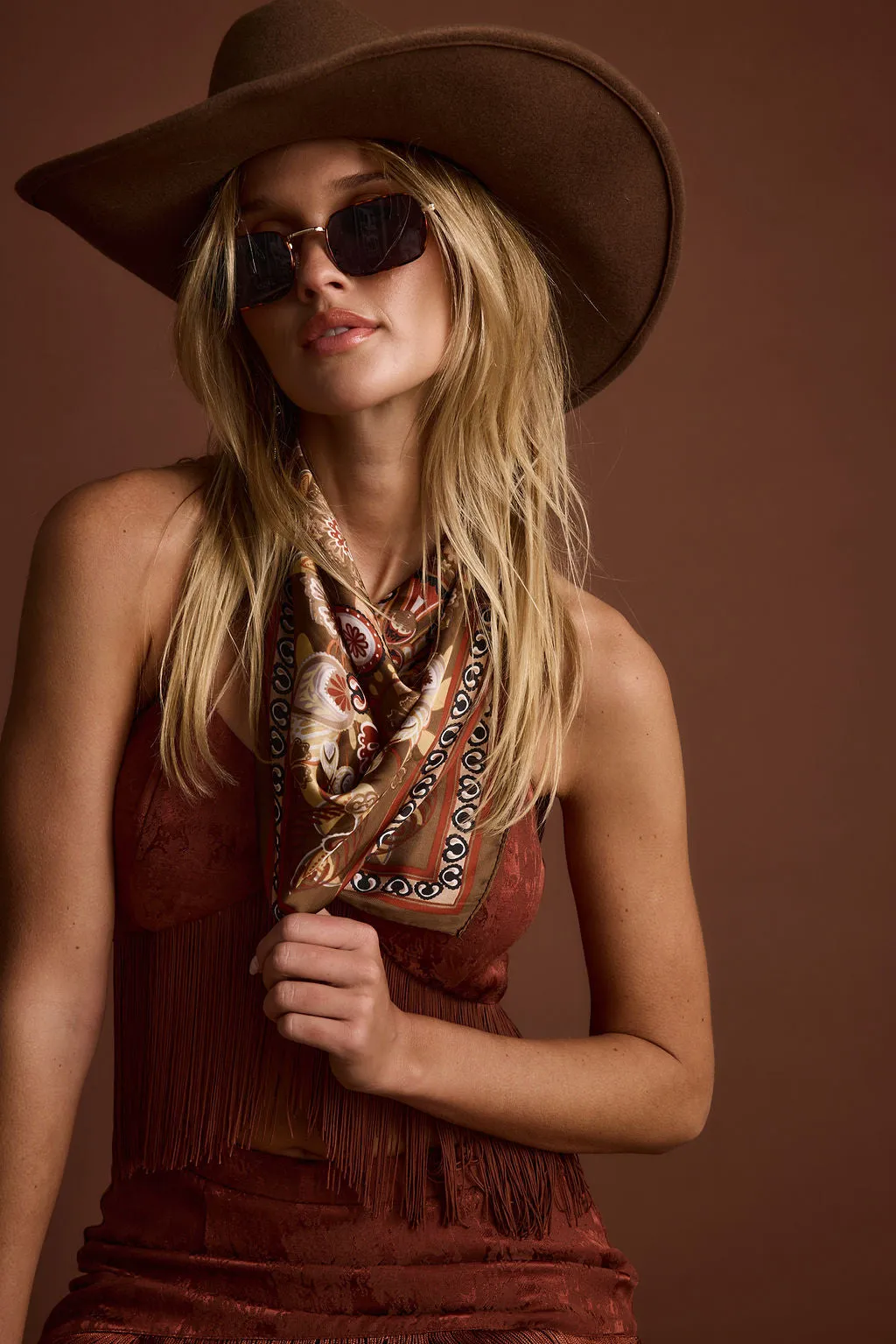 Bandit Mocha Floral Scarf sold by 12th Tribe