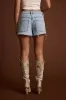 Bronco Light Denim Distressed Shorts sold by 12th Tribe