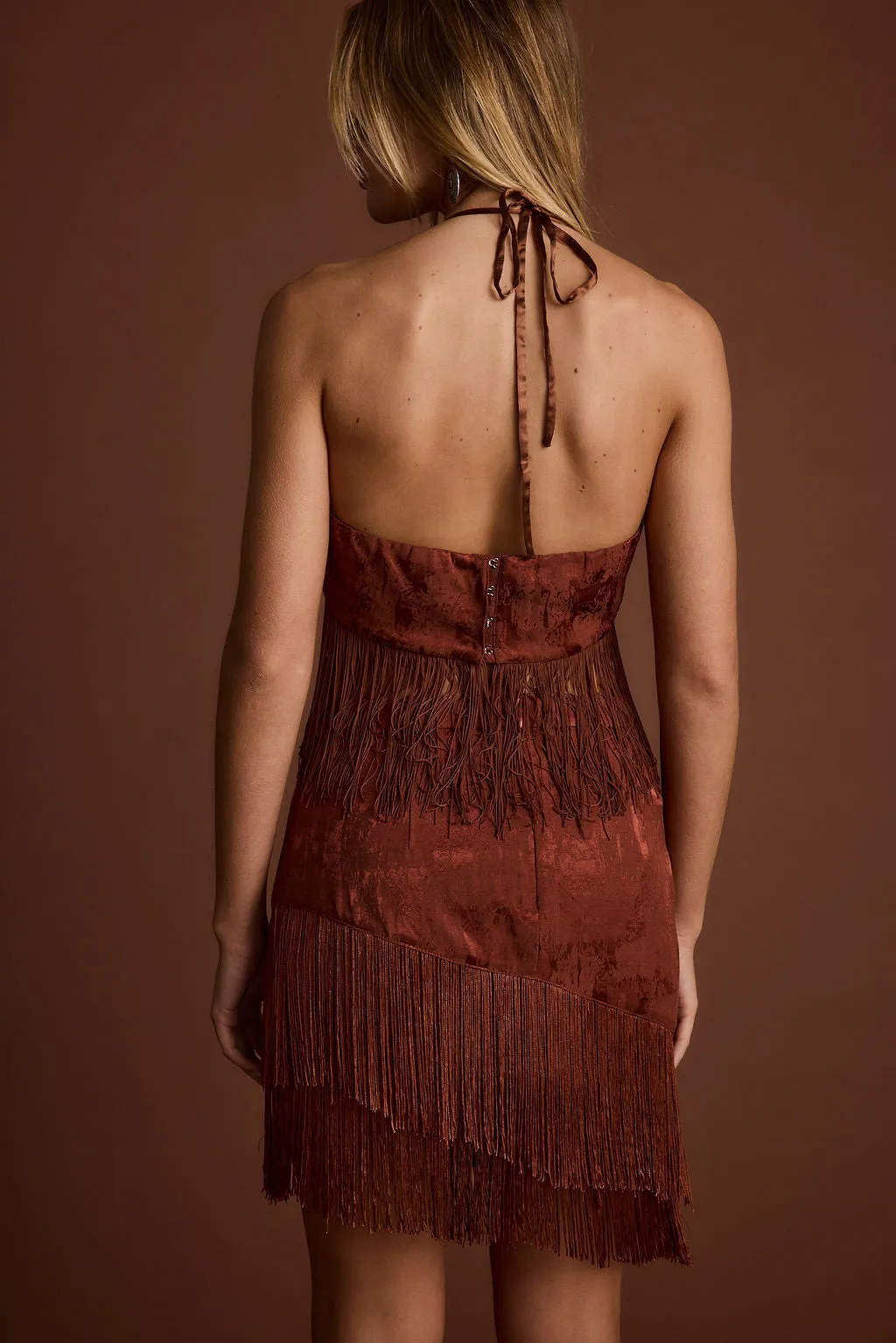Tamsin Terracotta Jacquard Fringe Crop Top sold by 12th Tribe product image thumbnail 2