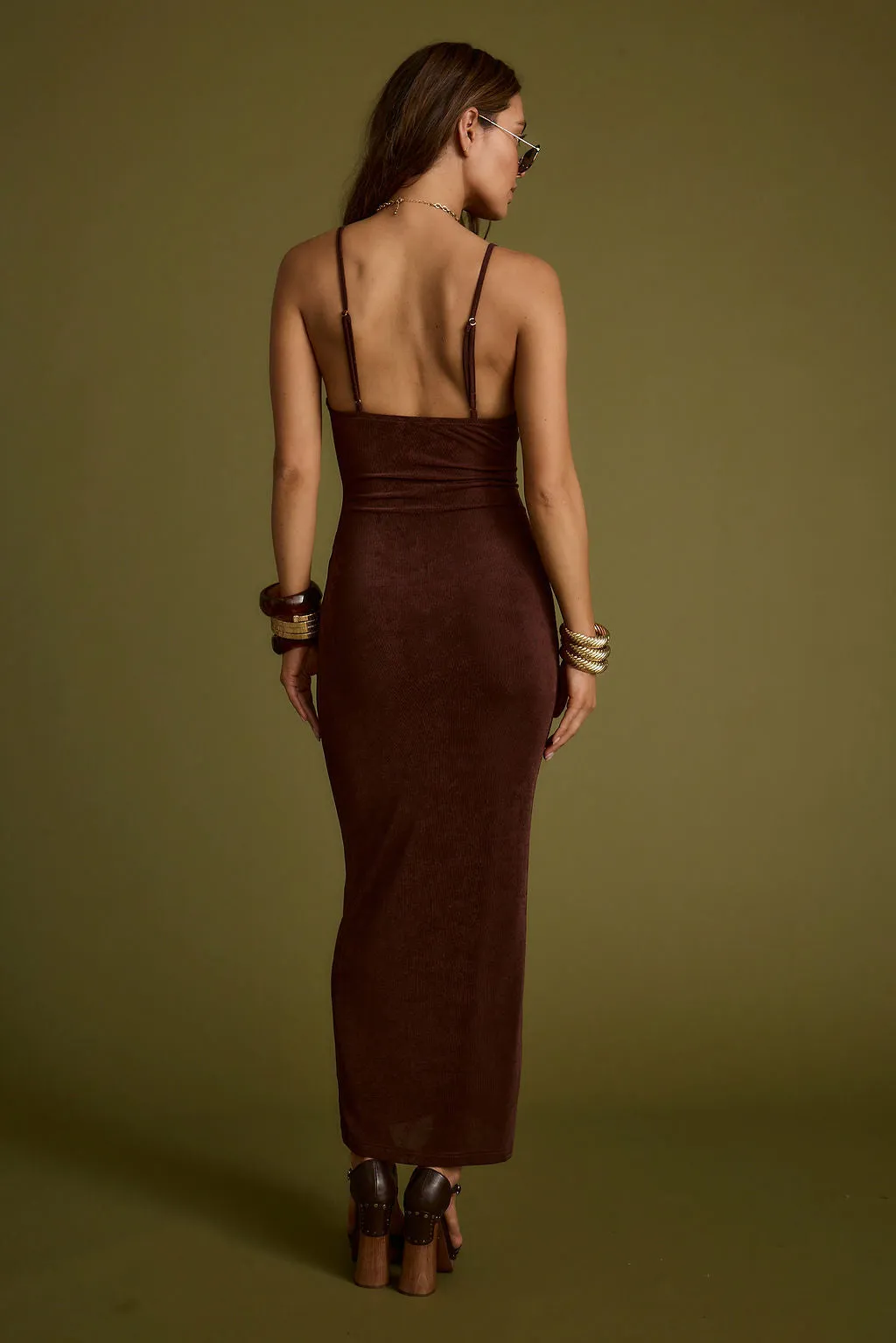 Elena Brown Slinky Dress sold by 12th Tribe product image thumbnail 5