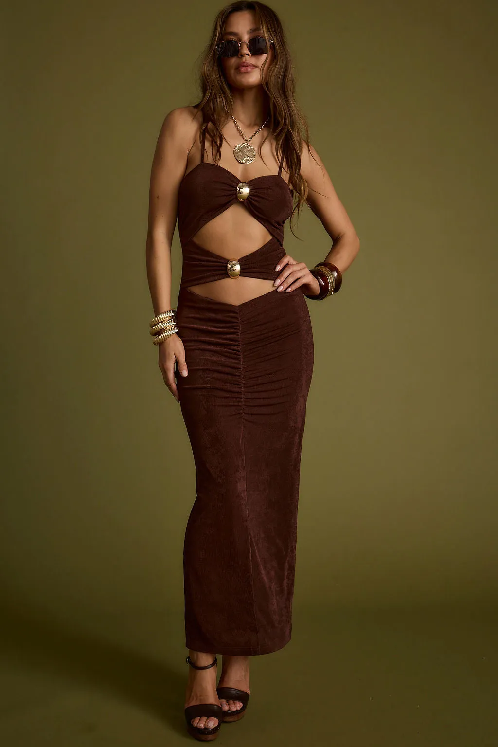 Elena Brown Slinky Dress sold by 12th Tribe product image thumbnail 2