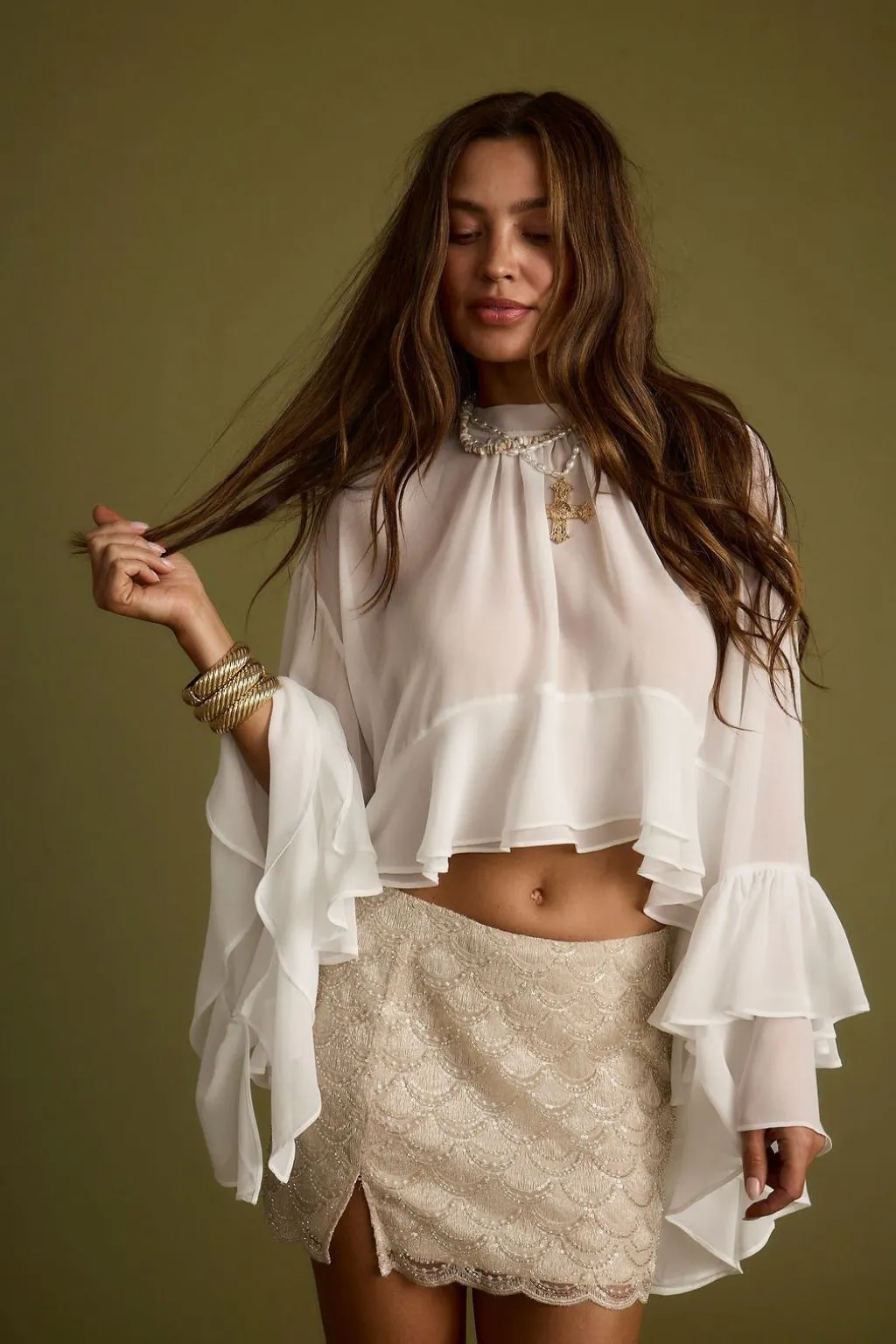 Lola White Chiffon Ruffle Top sold by 12th Tribe product image thumbnail 5