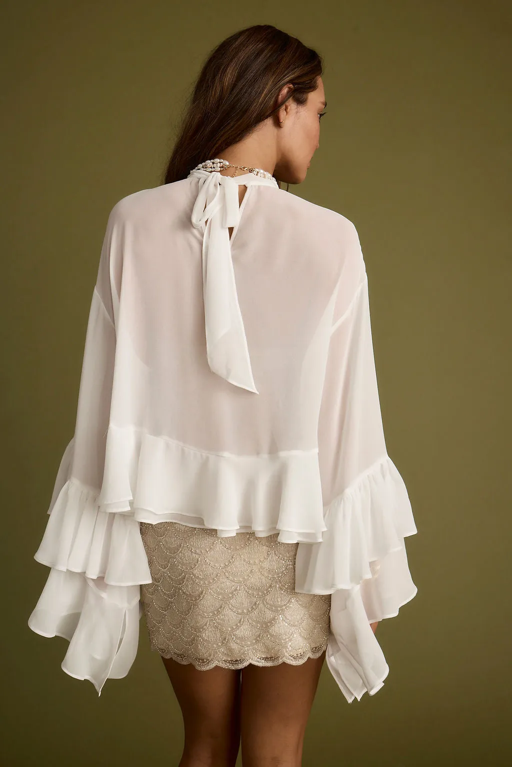 Lola White Chiffon Ruffle Top sold by 12th Tribe product image thumbnail 2