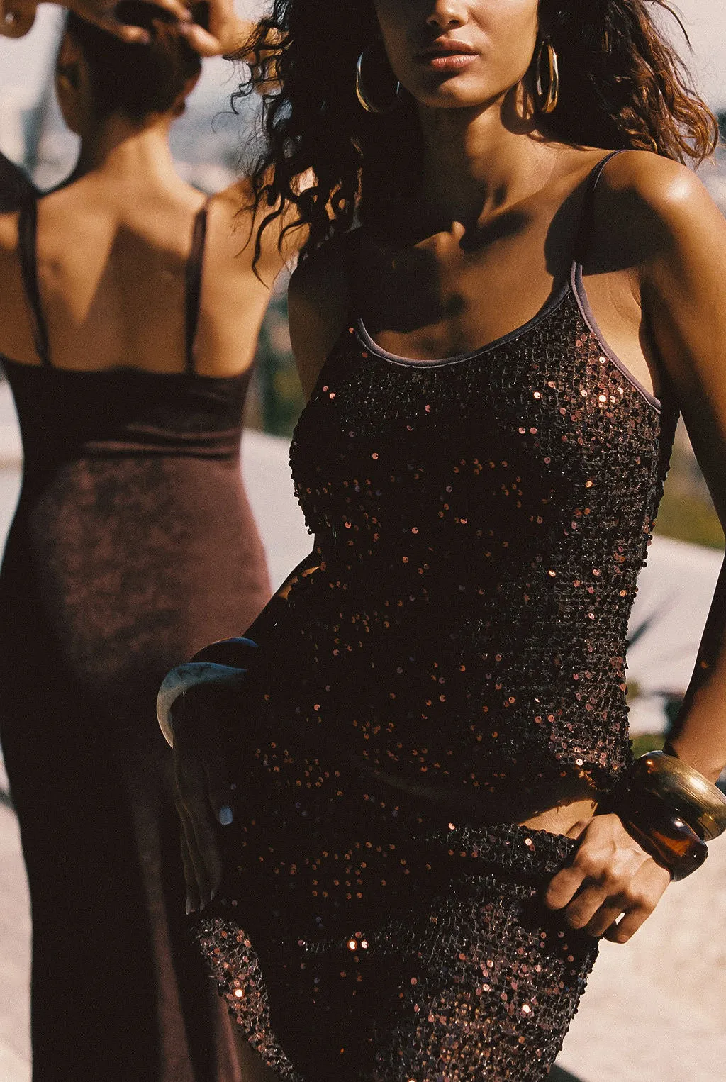 Solea Mocha Sequin Tank sold by 12th Tribe