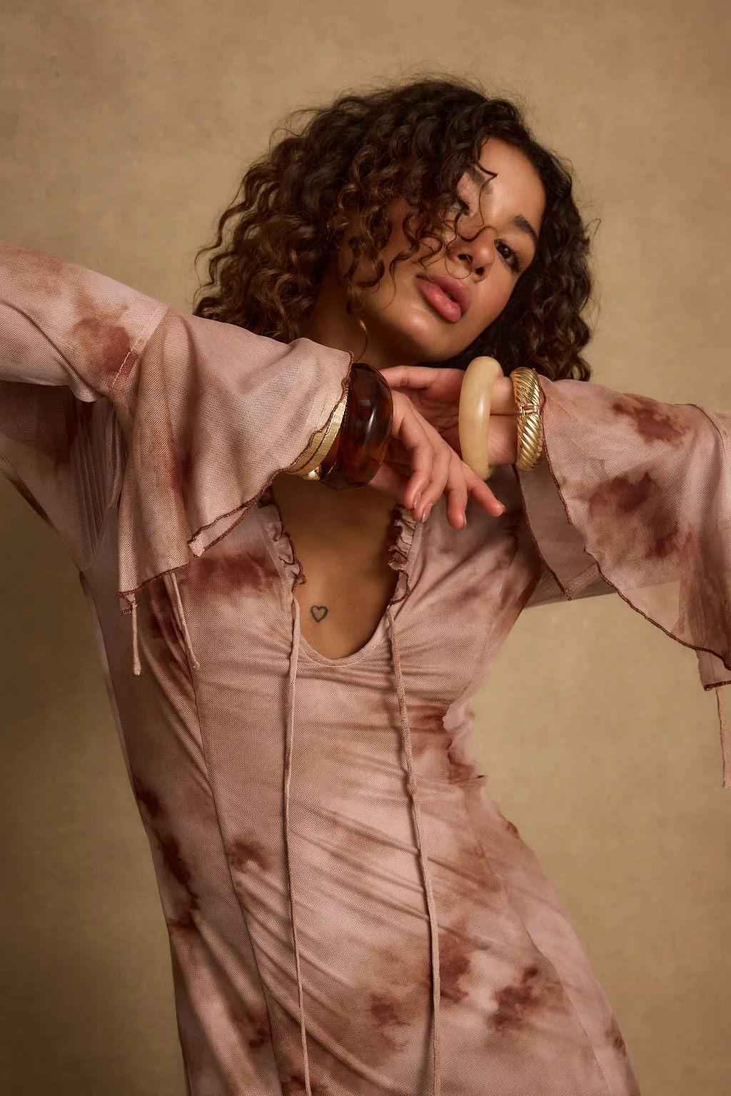 Odette Mocha Mesh Maxi Dress sold by 12th Tribe product image thumbnail 3