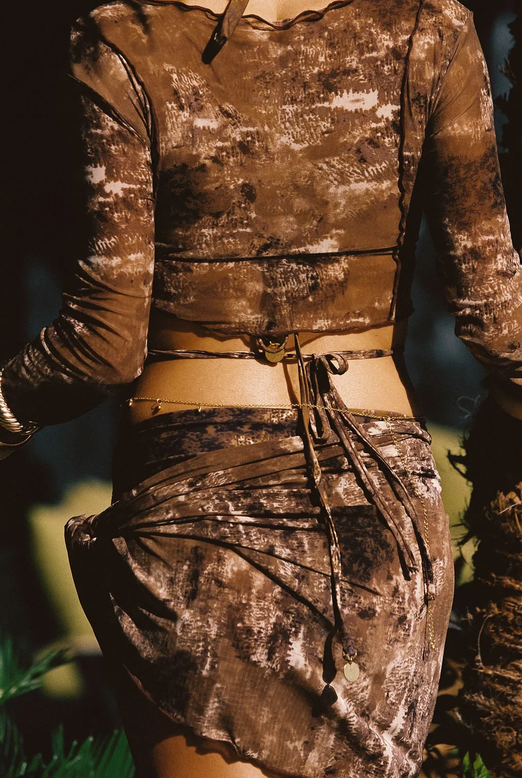 Hasey Mocha Snake Mesh Wrap Top sold by 12th Tribe product image thumbnail 5