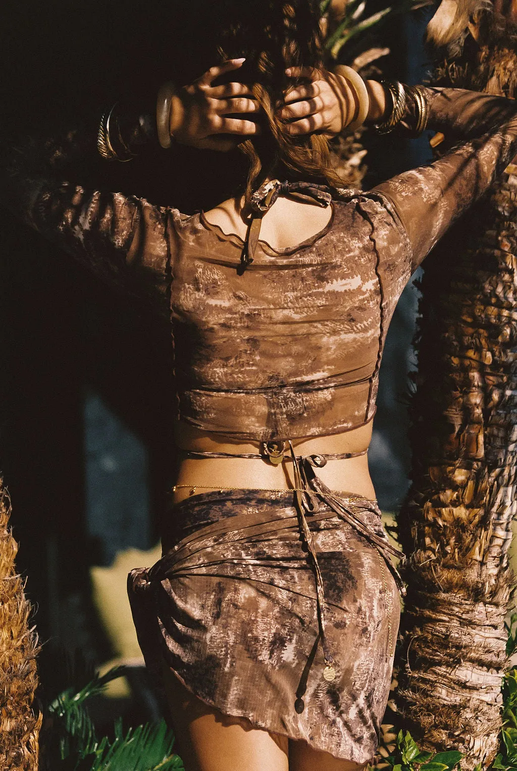 Hasey Mocha Snake Mesh Wrap Top sold by 12th Tribe product image thumbnail 4