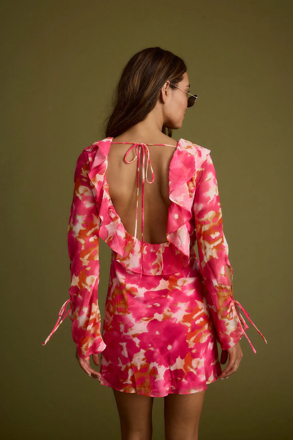 Sydney Hot Pink Long Sleeve Ruffle Dress sold by 12th Tribe product image thumbnail 2