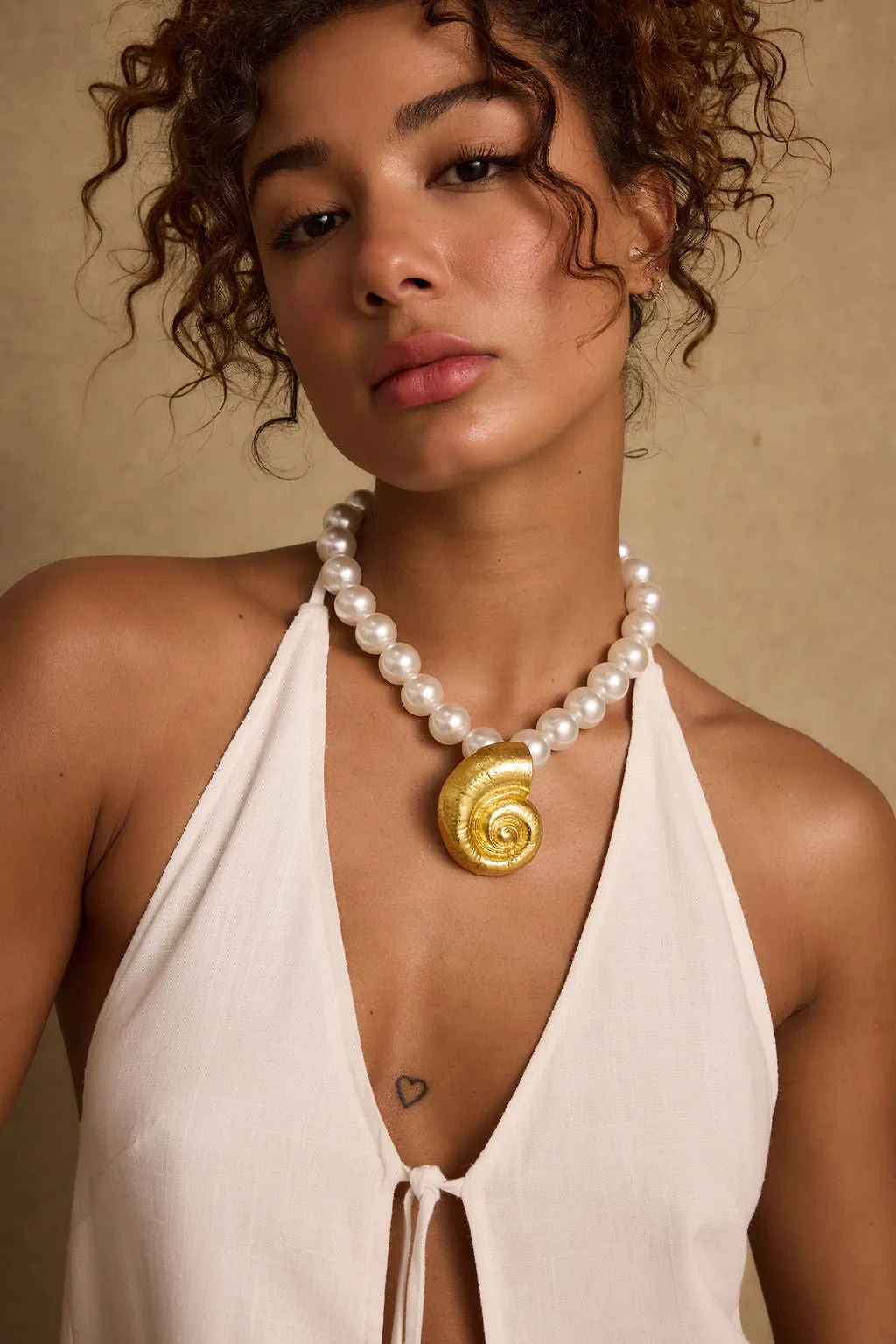 Zabelle Pearl and Gold Statement Necklace sold by 12th Tribe