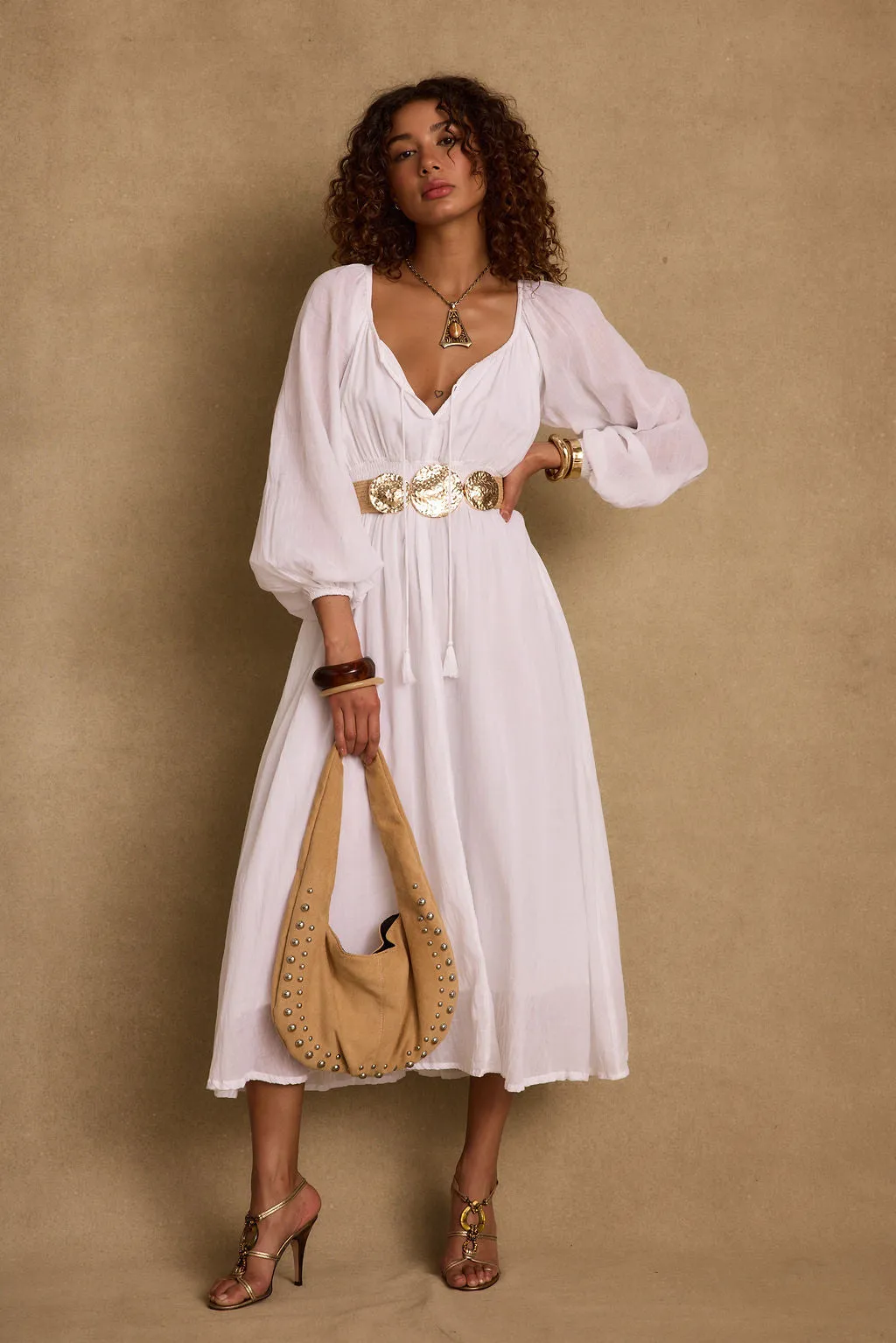 Danika White Linen Maxi Dress sold by 12th Tribe product image thumbnail 4