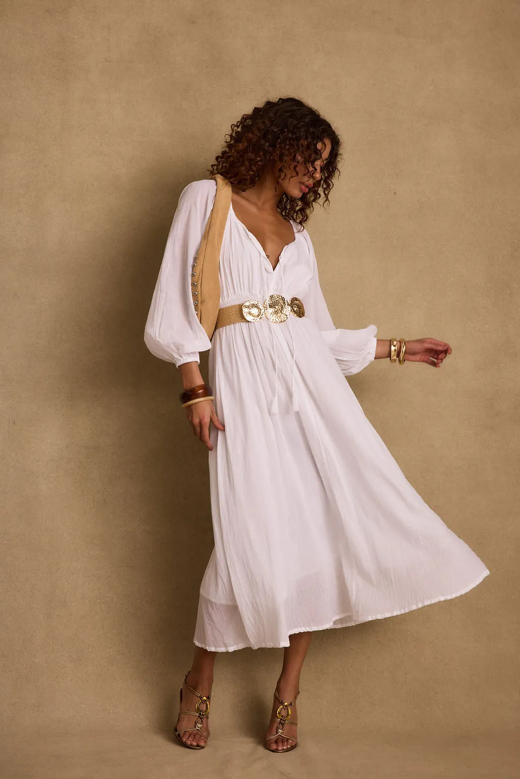 Danika White Linen Maxi Dress sold by 12th Tribe product image thumbnail 5
