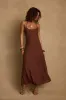 Laura Mocha Linen Maxi Dress sold by 12th Tribe