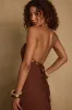 Laura Mocha Linen Maxi Dress sold by 12th Tribe